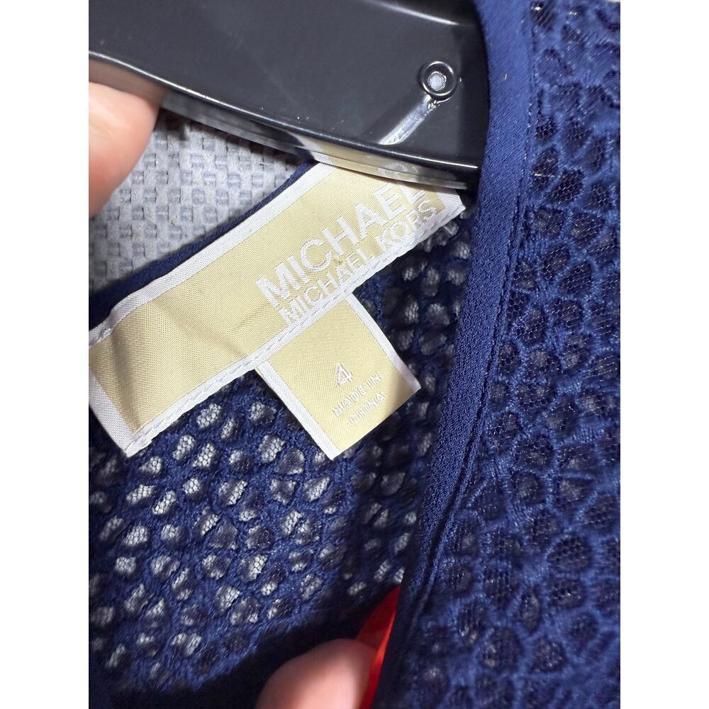 Michael Kors Navy Lace Eyelet Fit & Flare Dress – Size 4 - Picture 6 of 6